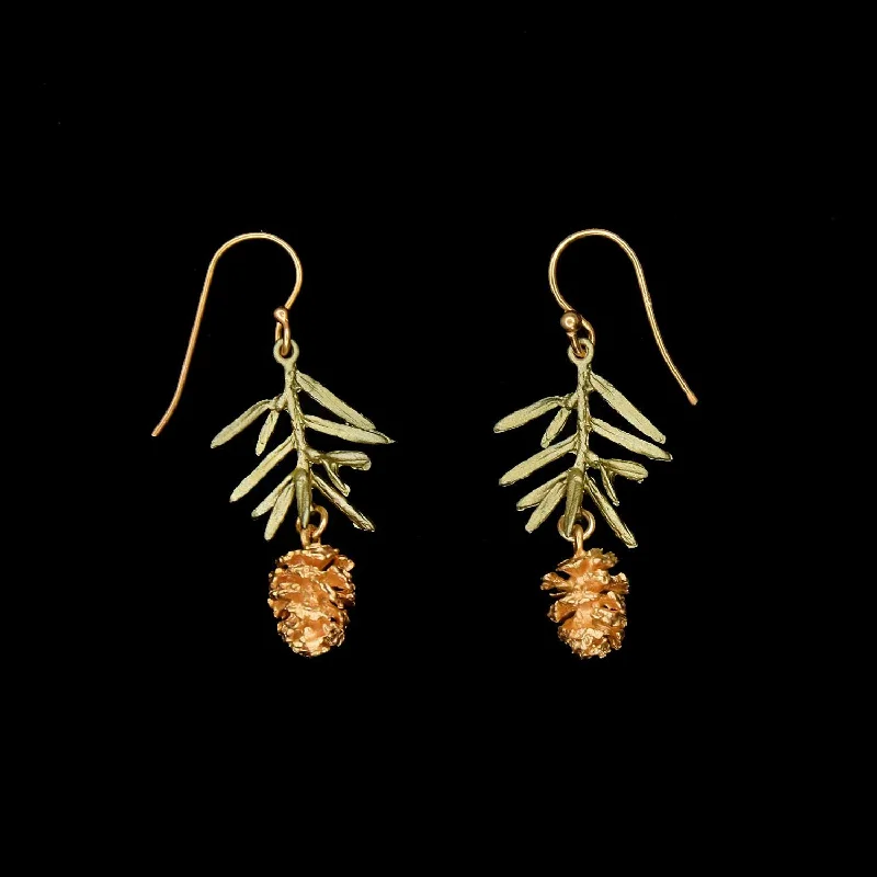 Ladies earrings with spire drops -Pine Needle Earrings - Wire Drop