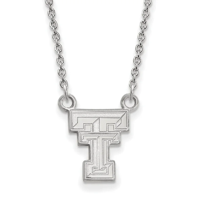 ladies-heart-rope-necklaces-14k White Gold Texas Tech U Small 'TT' Pendant Necklace