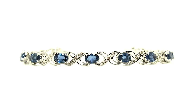 ladies-custom-rose-gold-bracelets-Sapphire & Diamond X & O Bracelet/Item code: BR 4