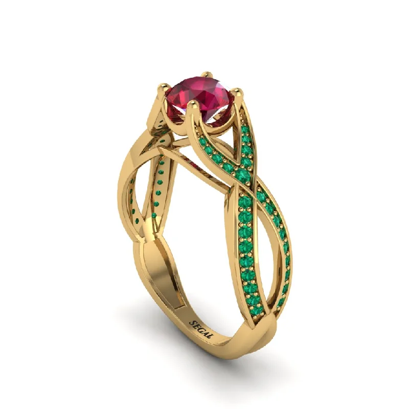 Ladies engagement rings with burst settings -Ruby Eternal Twist Engagement Ring - Maisie No. 25