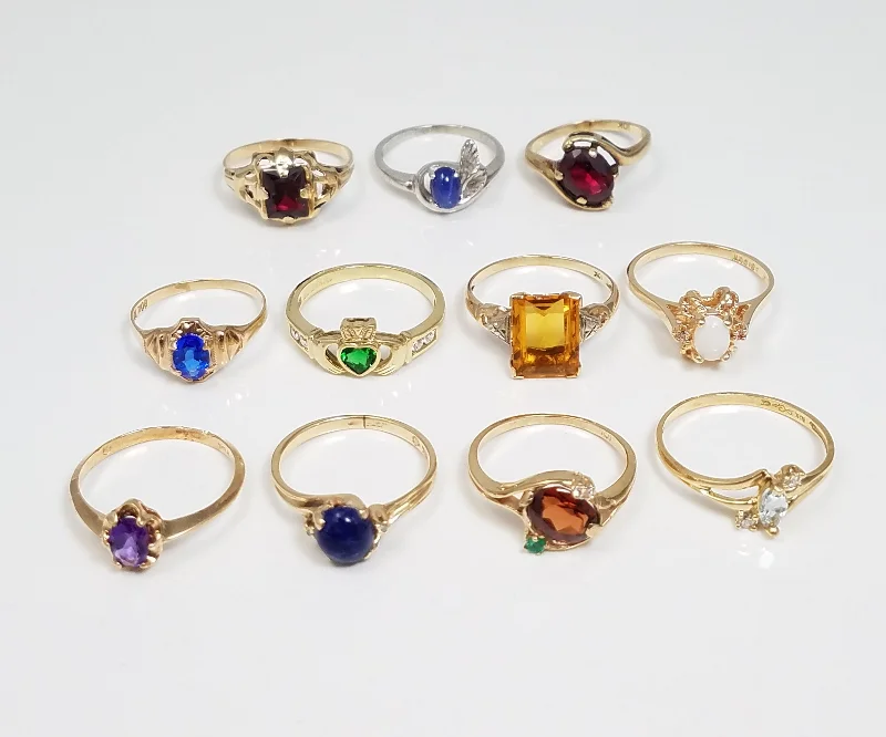 Ladies rings for life’s milestones -10k Gold Synthetic Gemstone Ring Lot