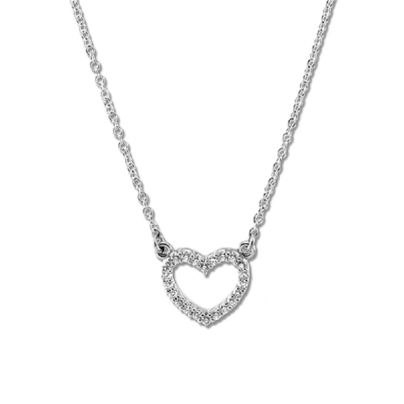 ladies-charm-diamond-necklaces-1/15 Cttw Platinum Diamond Heart Necklace