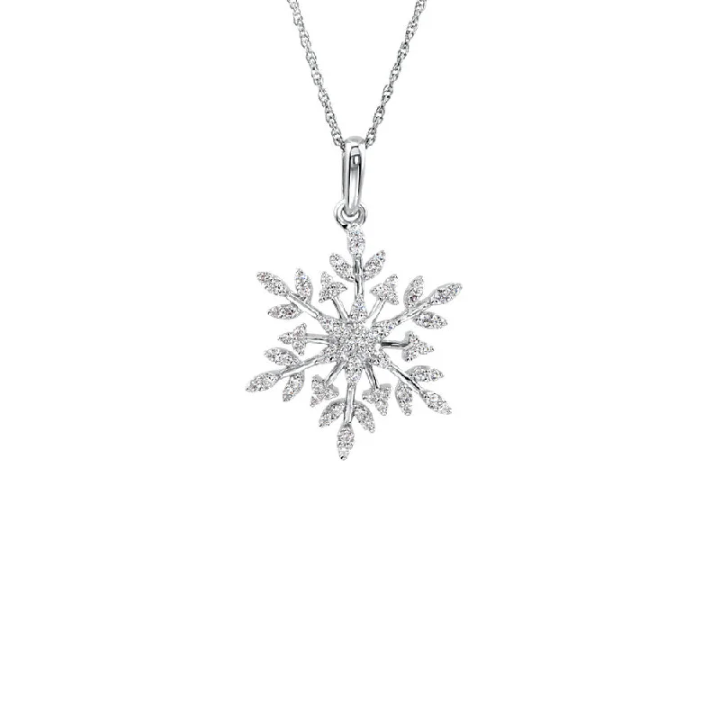 ladies-everyday-gold-necklaces-19mm Cubic Zirconia Snowflake Necklace in Sterling Silver, 18 Inch