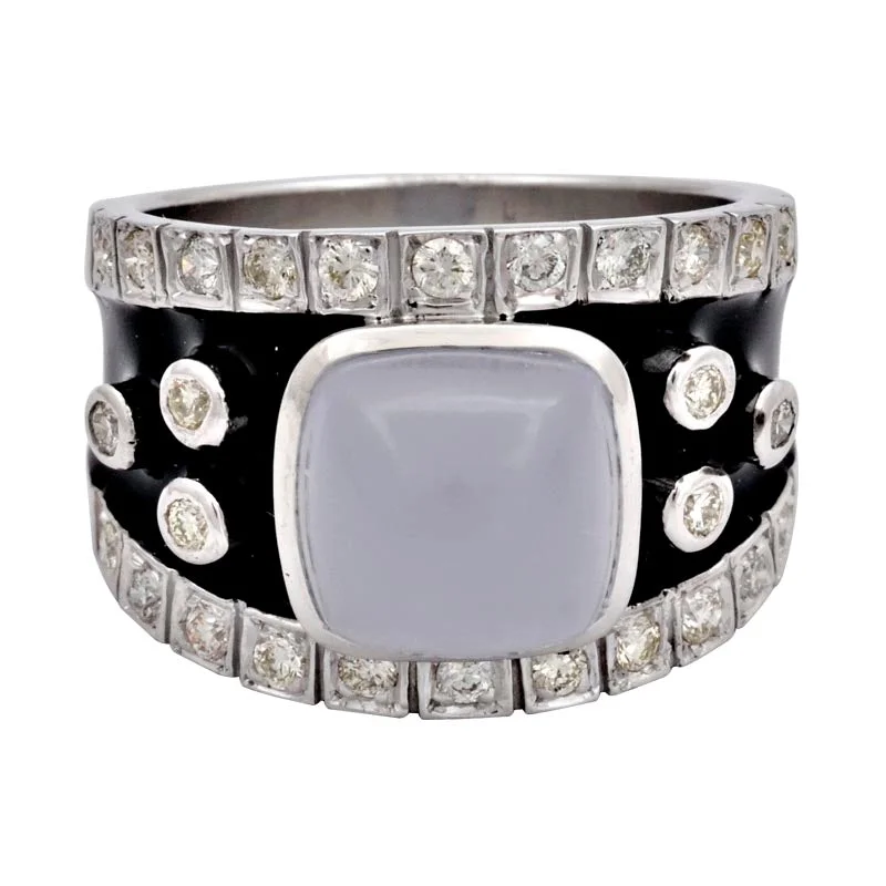 Ladies rings funky charm -Repair - Ring - Chalcedony and Diamond (Enamel) (147GS)