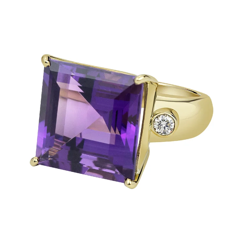 Ladies rings for cozy fall -Ring - Amethyst And Diamond (2330C)