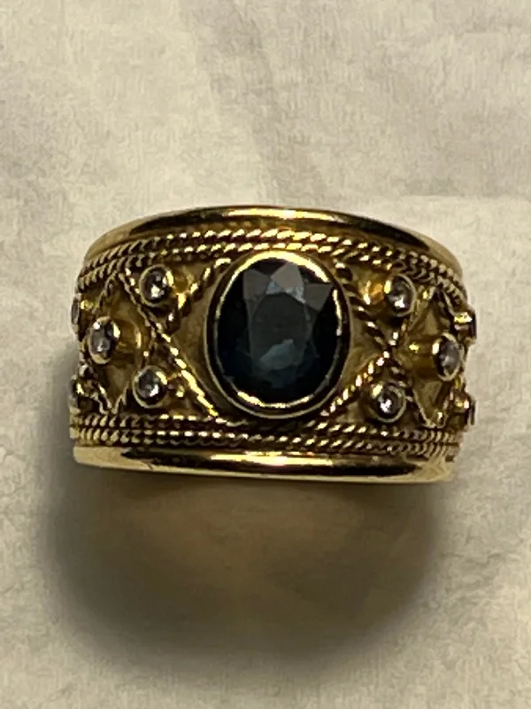 Ladies rings with dusk charoite -Repair - Ring - Blue Sapphire and Diamond