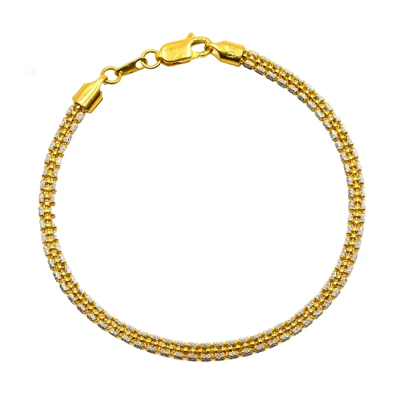 ladies-minimalist-pearl-bracelets-22K Multi Tone Gold Bracelet W/ Round & Rondelle Gold Beads