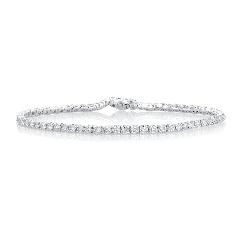 ladies-handmade-wire-bracelets-4.00 Carat Round Diamond Tennis Bracelet set in 14K White Gold