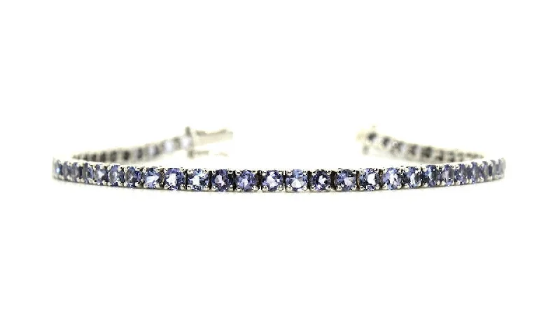 ladies-rose-gold-silver-bracelets-Plain Tanzanite Tennis Bracelet AD No. 0249