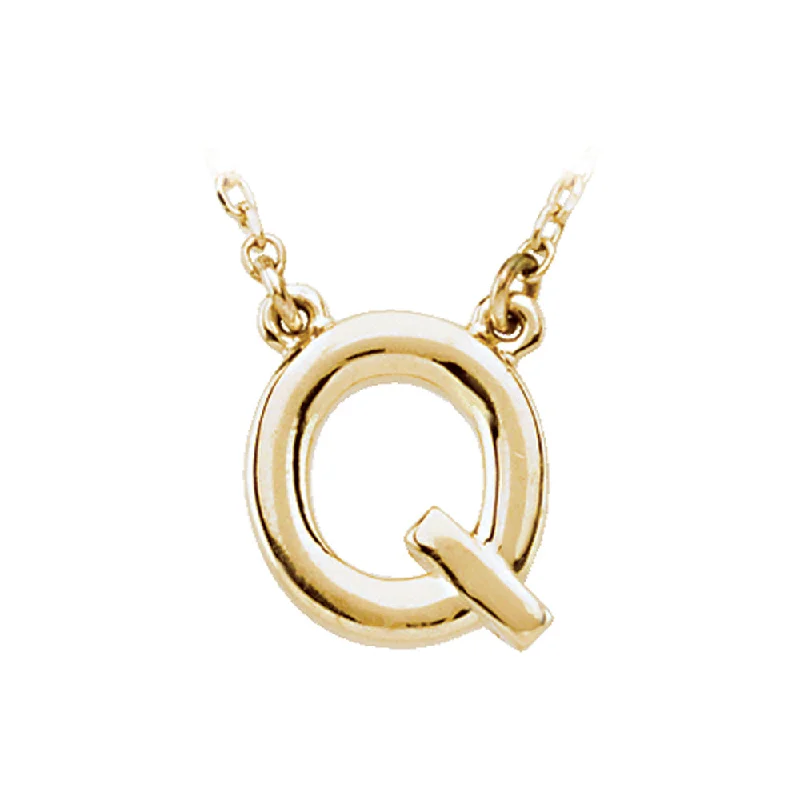 ladies-charm-diamond-necklaces-14K Yellow Gold, Kendall Collection, Block Initial Q Necklace, 16 Inch