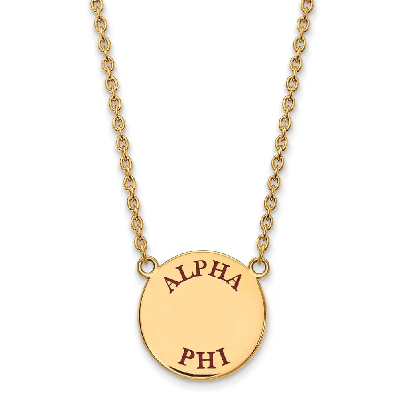 ladies-silver-star-necklaces-14K Plated Silver Alpha Phi Large Enamel Greek Letters Necklace