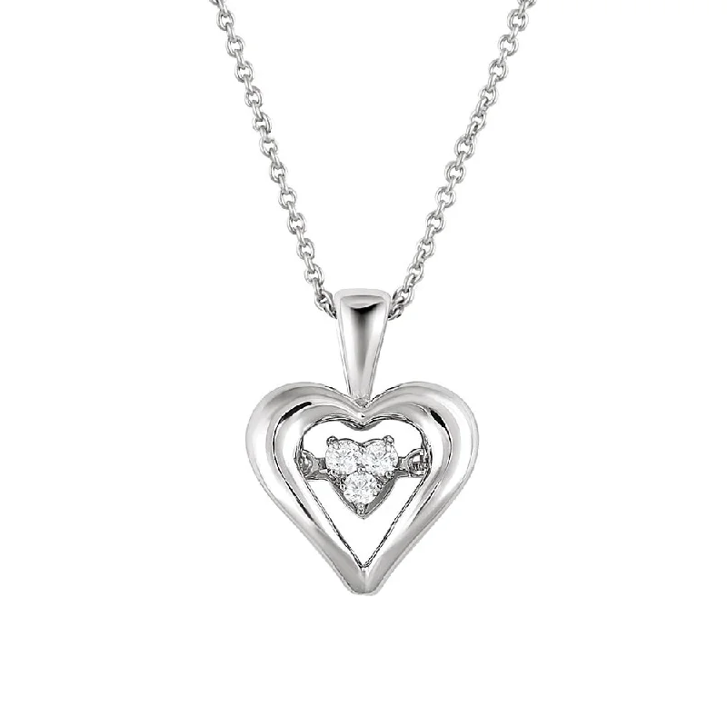 ladies-diamond-rope-necklaces-1/10 Cttw Diamond Heart Necklace in Sterling Silver, 18 Inch