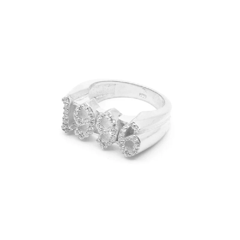 Ladies rings for trend vibes -The Silver Old English Iced Year Ring