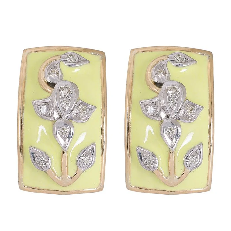 Ladies earrings with bloom drops -Earrings- Diamond (Enamel)  (41HM)