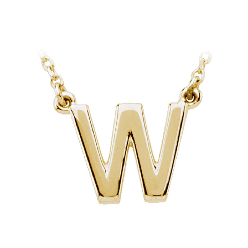 ladies-locket-diamond-necklaces-14K Yellow Gold, Kendall Collection, Block Initial W Necklace, 16 Inch