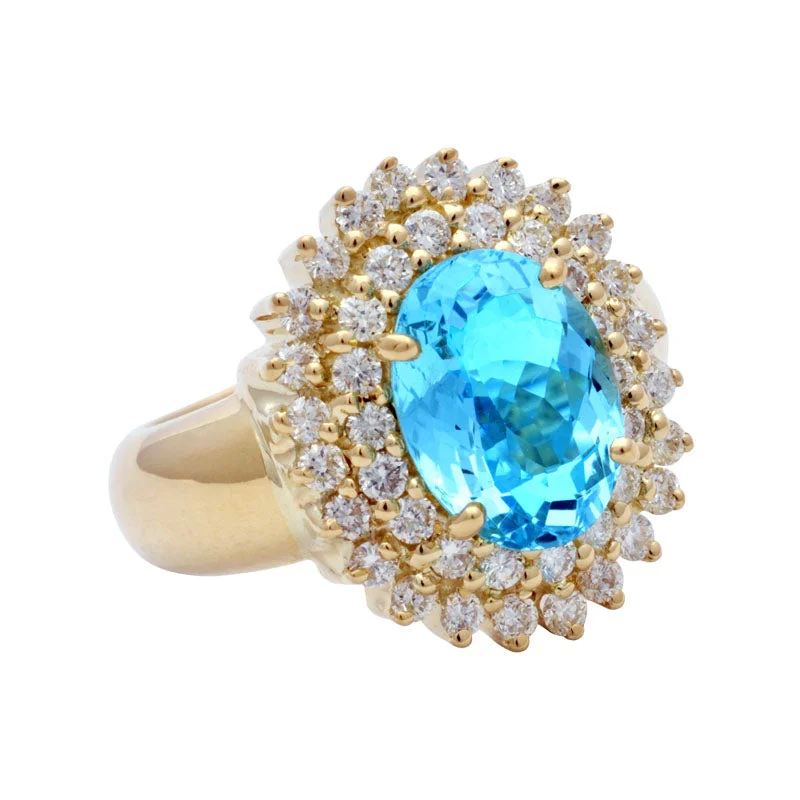 Ladies rings polished brilliance -Ring-Aquamarine and Diamond