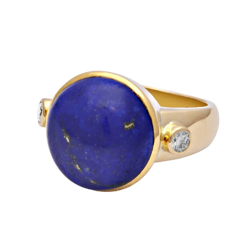 Ladies rings for little ones -Ring-Lapis Lazuli and Diamond