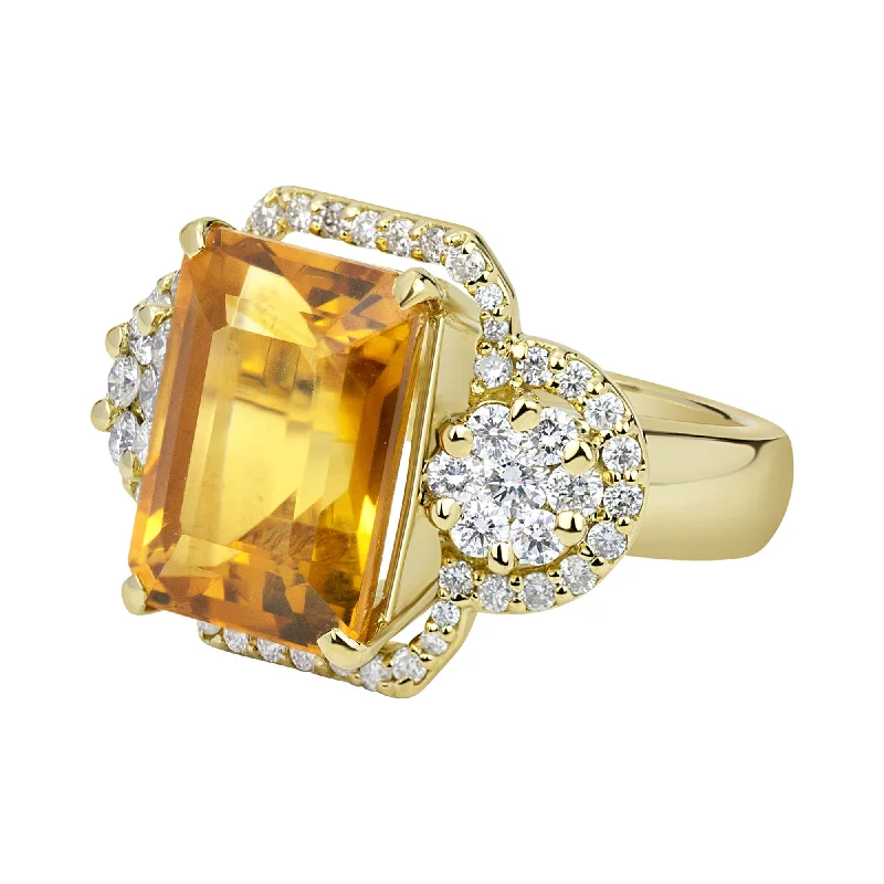 Ladies rings rugged charm -Ring - Citrine And Diamond (2329E)