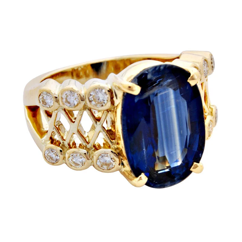 Ladies rings with navy lapis -Ring- Kyanite And Diamond (1860C)