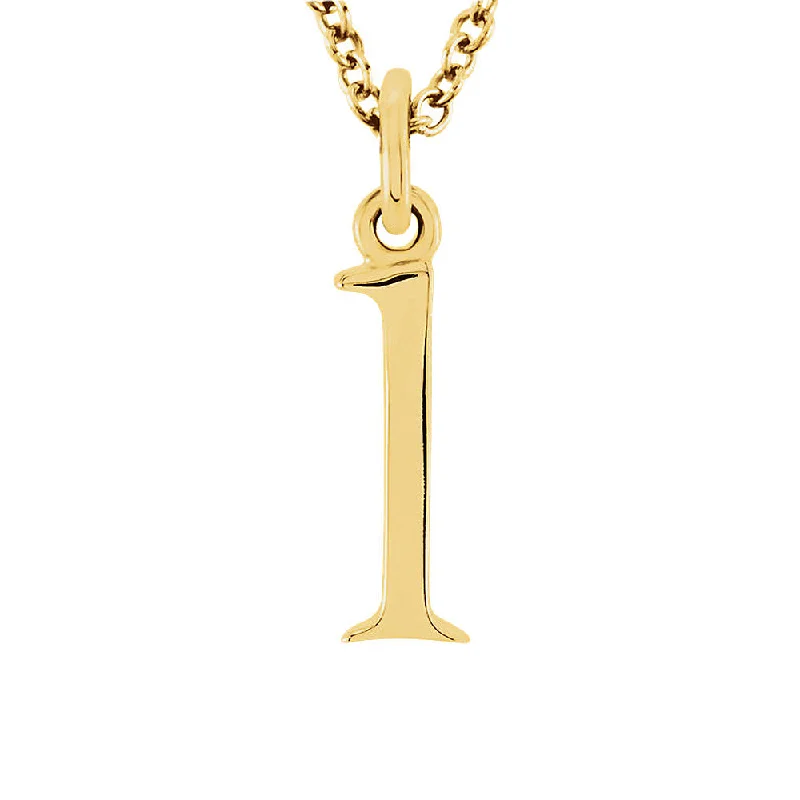 ladies-handmade-gold-necklaces-The Abbey Lower Case Initial 'l' Necklace in 14k Yellow Gold, 16 Inch