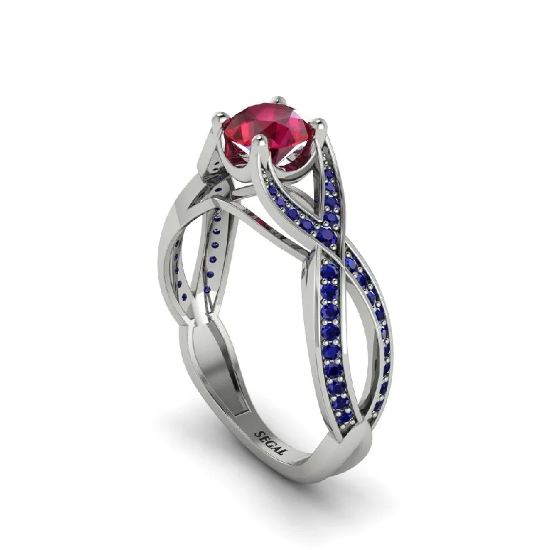 Ladies engagement rings with loop symbols -Ruby Eternal Twist Engagement Ring - Maisie No. 72