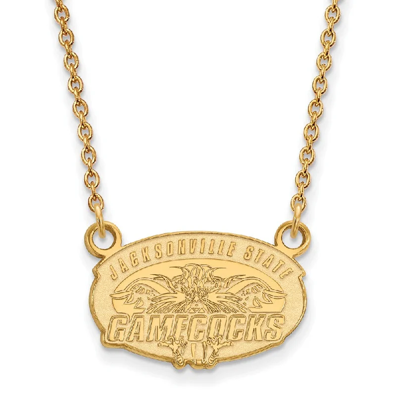 ladies-custom-rose-gold-necklaces-14k Gold Plated Silver Jacksonville State U. Sm Pendant Necklace