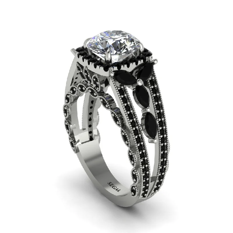 Ladies engagement rings for pastoral love -Diamond Eternal Embrace Double Shank Filigree Engagement Ring - Celine No. 33