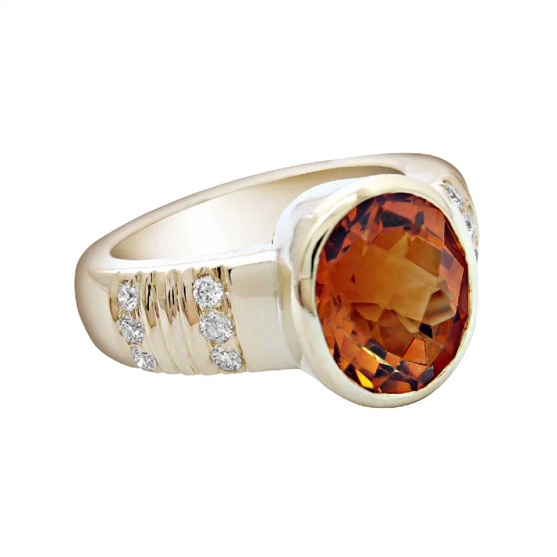 Ladies rings twisted charm -Ring- Citrine & Diamond (1754N)