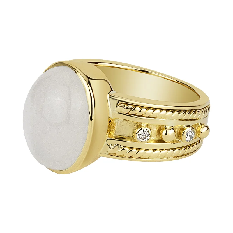 Ladies rings for startup vibes -Ring - Moonstone And Diamond (1683J)