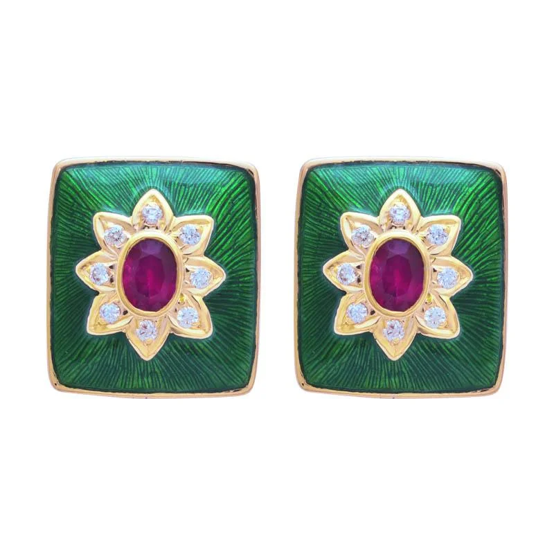 Ladies earrings for guide vibes -Earrings- Ruby and Diamond (Enamel)  (2190E)