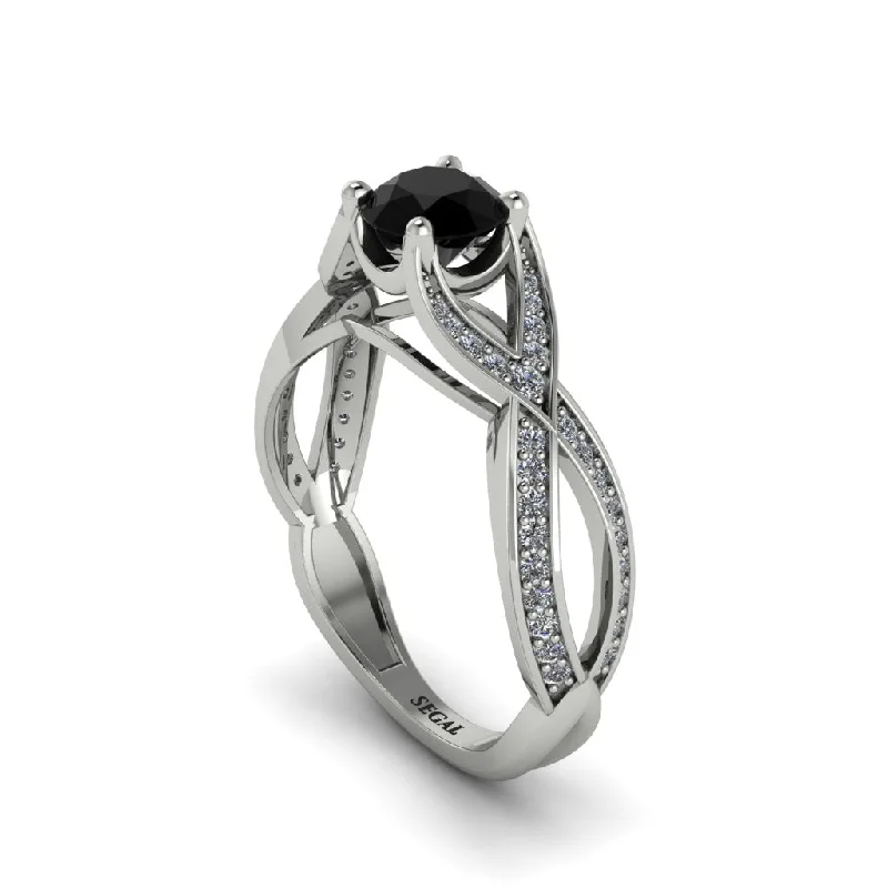 Ladies engagement rings with zirconia brilliance -Black Diamond Eternal Twist Engagement Ring - Maisie No. 9