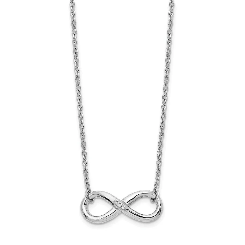 ladies-crystal-link-necklaces-Infinity Diamond Accent Necklace, Rhodium Sterling Silver, 18 Inch