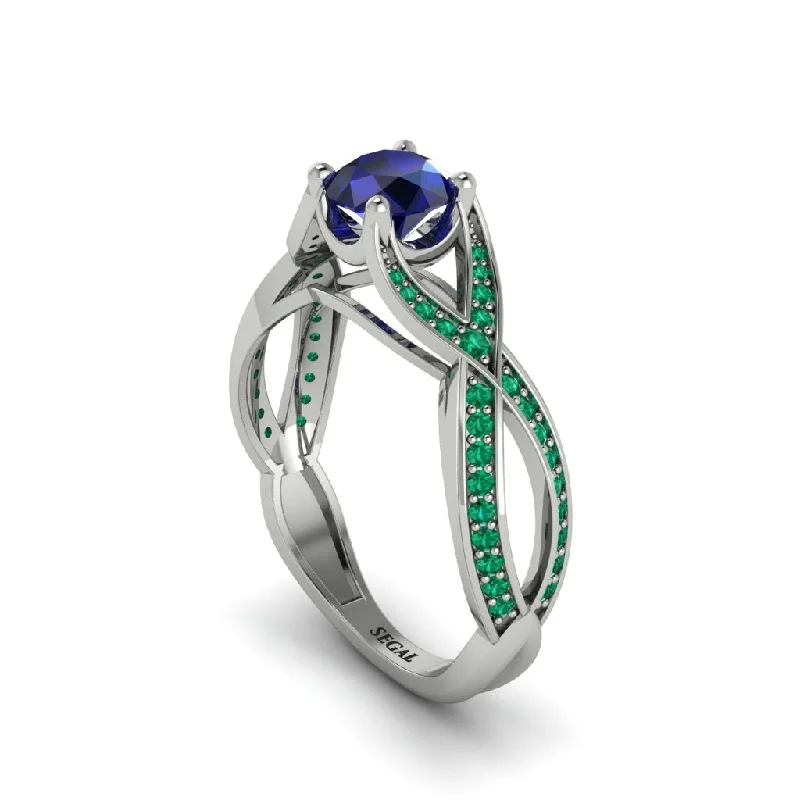 Ladies engagement rings with sea diamonds -Sapphire Eternal Twist Engagement Ring - Maisie No. 30