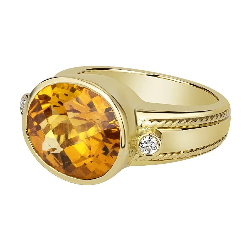 Ladies rings for summit vibes -Ring - Citrine And Diamond (1678I)