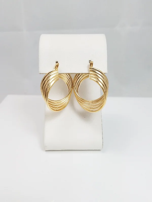 Ladies earrings for roam vibes -Twisted Hollow Hoop Earrings in 14k Yellow Gold