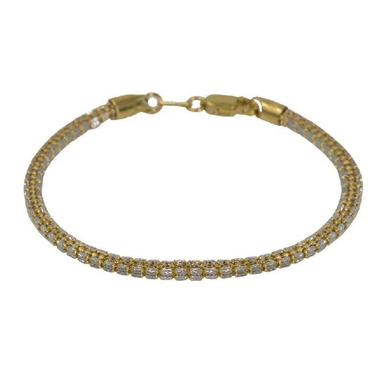 ladies-trendy-silver-bracelets-22K Multi Tone Gold Bracelet W/ Rounded Beaded Link