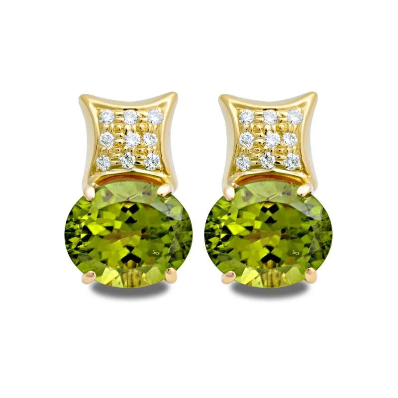 Ladies earrings timeless elegance -Earrings-Peridot and Diamond  (2053A)