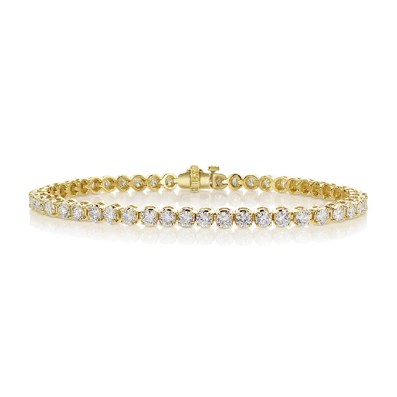 ladies-ethnic-gold-bracelets-5.13 Cttw Round Diamond 14K Yellow Gold Tennis Bracelet