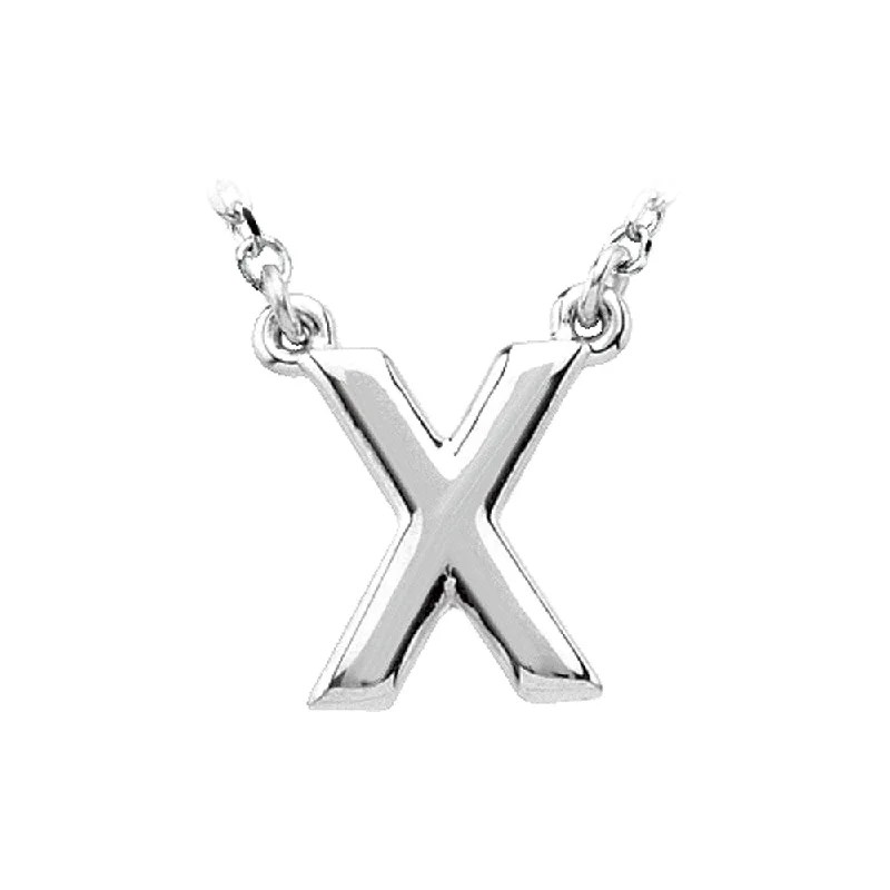 ladies-heart-bar-necklaces-14K White Gold, Kendall Collection, Block Initial X Necklace, 16 Inch