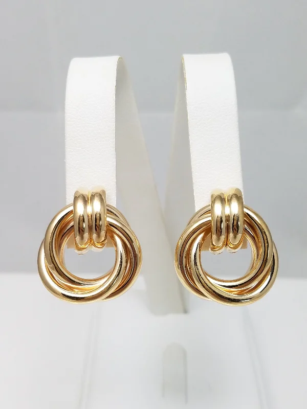 Ladies earrings offbeat elegance -Large Love Knot Earrings in 14k Yellow Gold