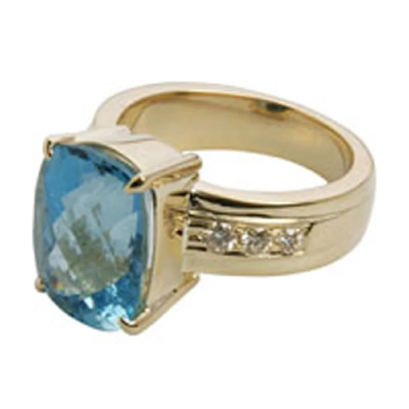 Ladies rings for nomad vibes -Ring- Blue Topaz And Diamond (1397Q)