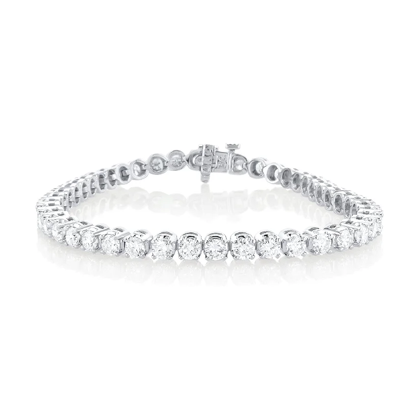 ladies-bohemian-rope-bracelets-5.75 Carat Round Lab Grown Diamond Tennis Bracelet set in 14K White Gold