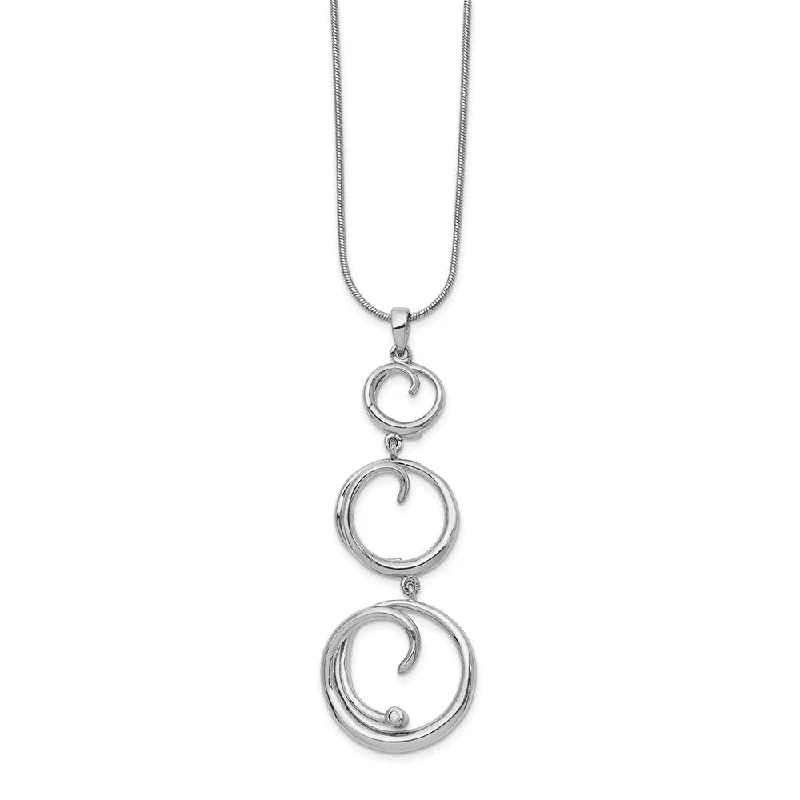 ladies-locket-rose-gold-necklaces-Diamond Triple Swirl Link Adjustable Necklace in Rhodium Plated Silver