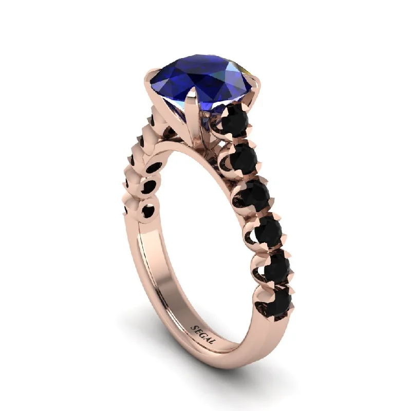 Ladies engagement rings for winter romance -2ct Round Cut Sapphire 14K Gold Engagement Ring - Christina No. 44