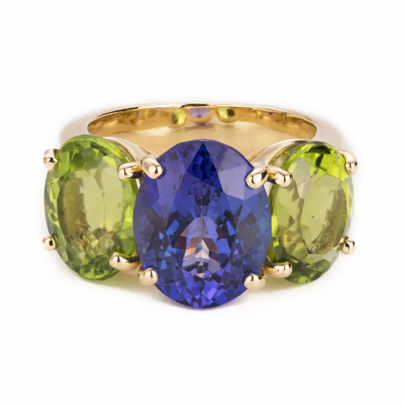 Ladies rings with dusk designs -Ring - Tanzanite And Peridot