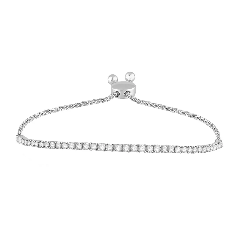 ladies-sterling-silver-bar-bracelets-14K White Gold Diamond Bracelet (1 1/2ctw)