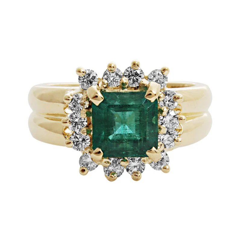 Ladies rings worn charm -Ring- Emerald And Diamond (1518L)