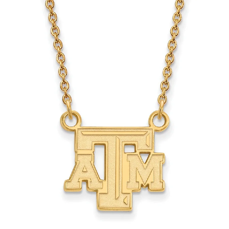 ladies-silver-cable-necklaces-10k Yellow Gold Texas A&M U Small 'TAM' Pendant Necklace