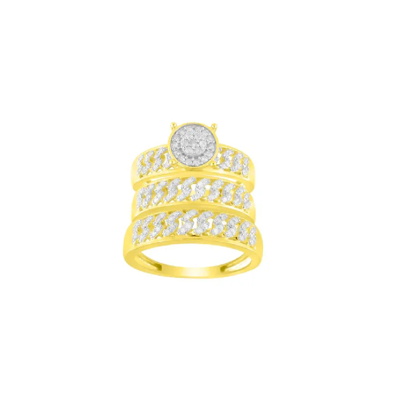 Ladies engagement rings for soulmate vows -Diamond Cuban Link Engagement Ring (14K)