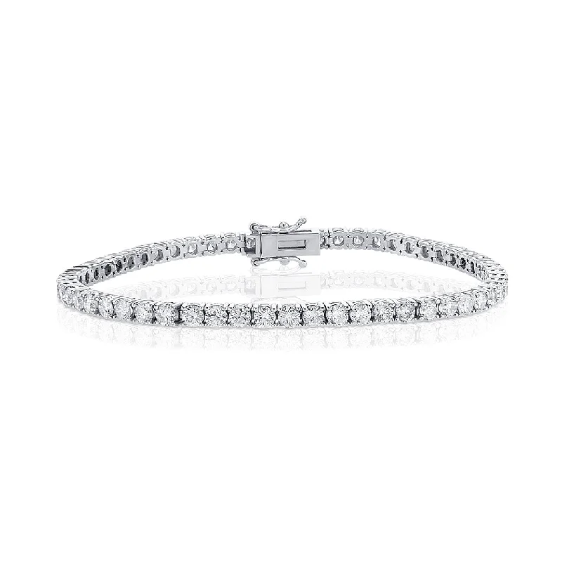 ladies-gift-twist-bracelets-4.88 Cttw Round Diamond 14K White Gold Tennis Bracelet